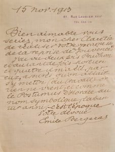 BERGERAT (Emile). | Lettre autographe signée adressée à Jules Claretie.