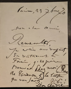 CLADEL (Léon). | Billet autographe signé adressé à Jules Claretie.