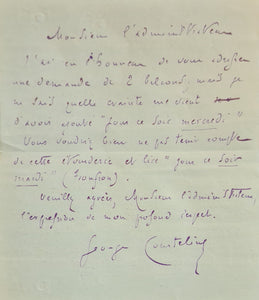 COURTELINE (Georges) | Télégramme autographe signé adressé à Jules Claretie.