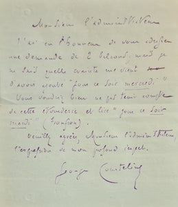 COURTELINE (Georges) | Télégramme autographe signé adressé à Jules Claretie.