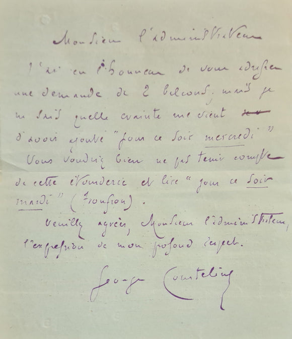 COURTELINE (Georges) | Télégramme autographe signé adressé à Jules Claretie.
