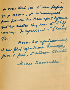 DECOURCELLE (Pierre). | Lettre autographe signée adressée à Jules Claretie.