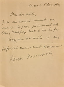 DUVERNOIS (Henri). | Carte-lettre autographe signée adressée à Jules Claretie.