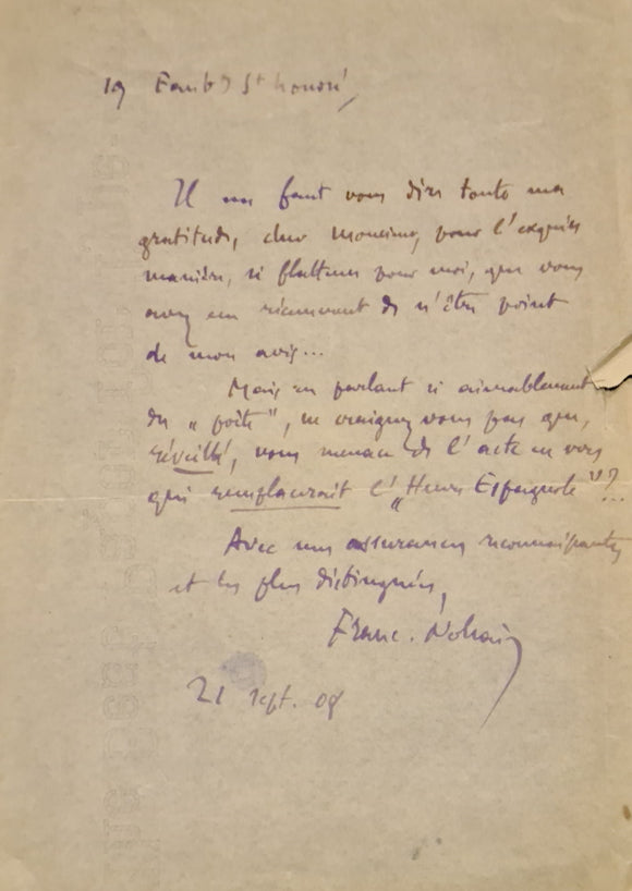 FRANC-NOHAIN. | Lettre autographe signée adressée à Jules Claretie.