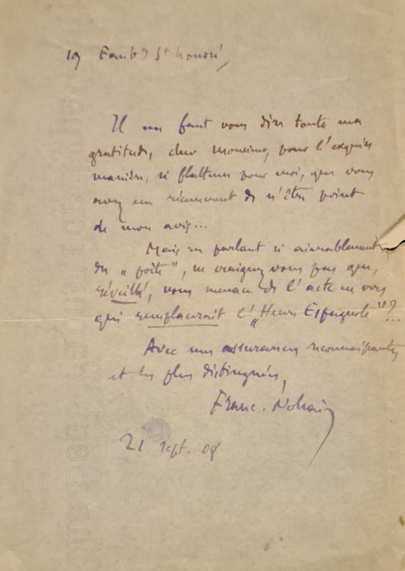 FRANC-NOHAIN. | Lettre autographe signée adressée à Jules Claretie.
