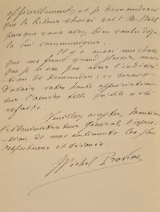 PROVINS (Michel). | Lettre autographe signée adressée à Jules Claretie.