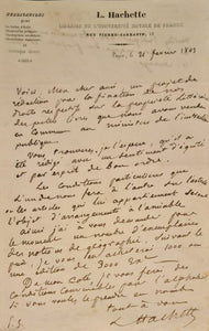 HACHETTE (Louis). | Lettre autographe signée adressée à un confrère [Firmin-Didot].