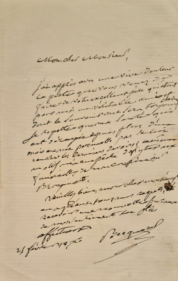 BECQUEREL (Antoine). | Lettre autographe signée adressée à Alfred Firmin-Didot.