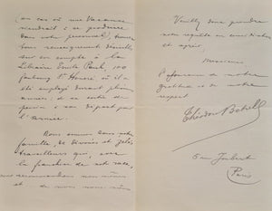 BOTREL (Théodore). | Lettre autographe signée à la librairie Firmin Didot.