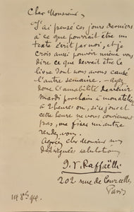 RAFFAELLI (Jean-François). | Lettre autographe signée adressée à un éditeur.