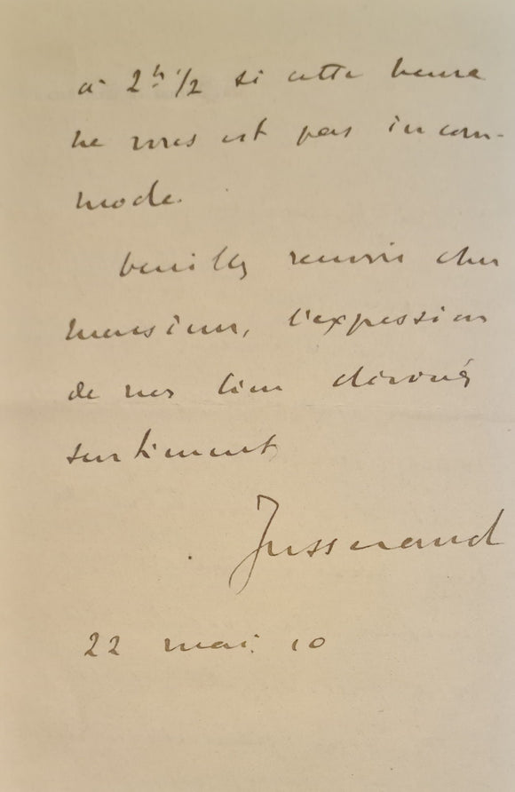 JUSSERAND (J.J.). | Deux lettres autographes signées.