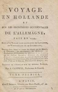 RADCLIFFE (Ann) | Voyage en Hollande et sur les frontières occidentales de l'Allemagne fait en 1794.
